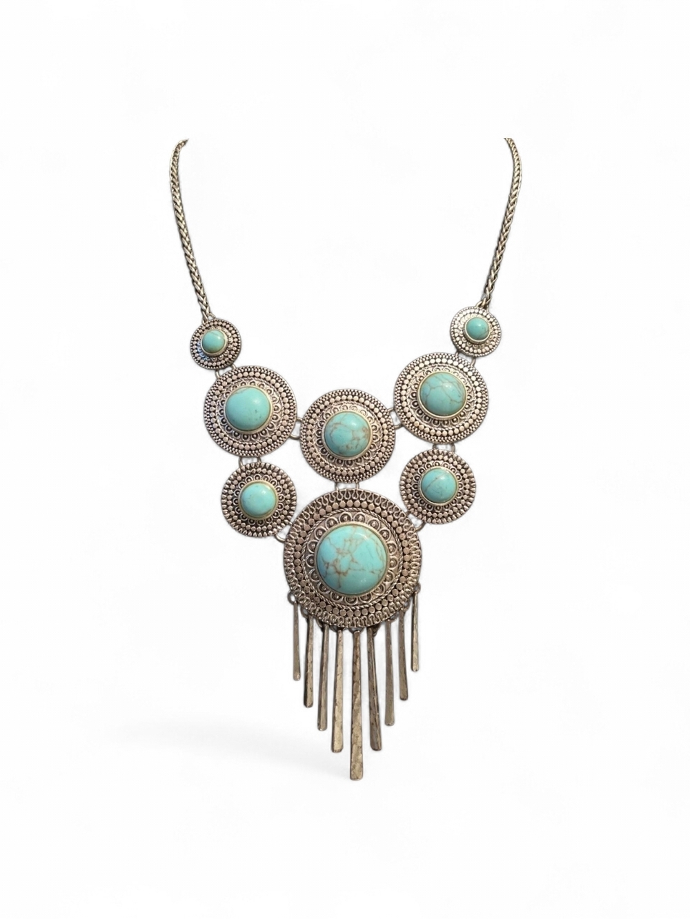 Lucky Brand cracked blue boho statement necklace vintage - Picture 2 of 4